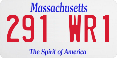 MA license plate 291WR1
