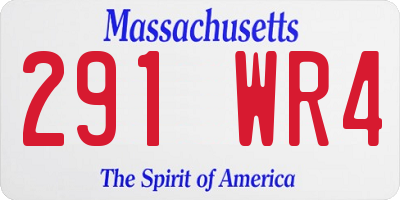MA license plate 291WR4