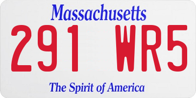 MA license plate 291WR5