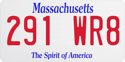 MA license plate 291WR8