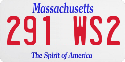 MA license plate 291WS2