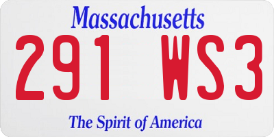 MA license plate 291WS3
