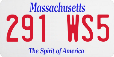 MA license plate 291WS5