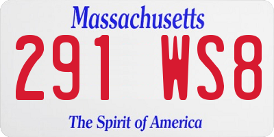 MA license plate 291WS8