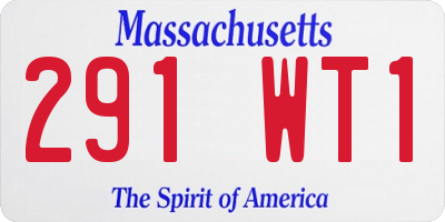 MA license plate 291WT1