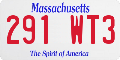 MA license plate 291WT3