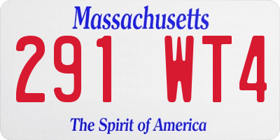 MA license plate 291WT4