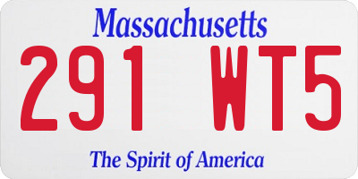 MA license plate 291WT5