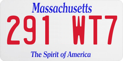 MA license plate 291WT7