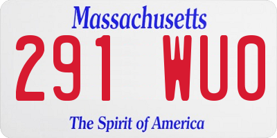 MA license plate 291WU0
