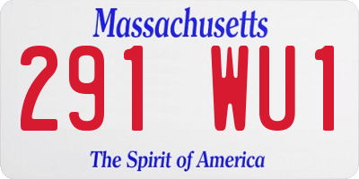 MA license plate 291WU1