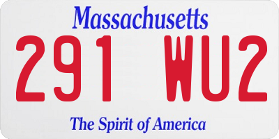 MA license plate 291WU2