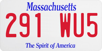 MA license plate 291WU5