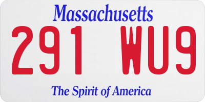 MA license plate 291WU9