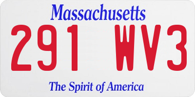 MA license plate 291WV3