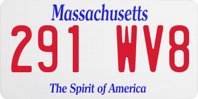 MA license plate 291WV8