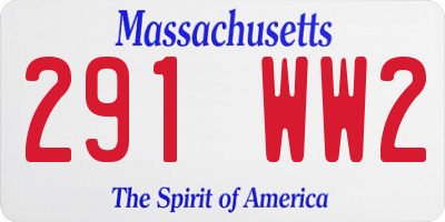 MA license plate 291WW2
