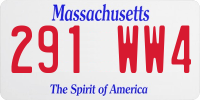 MA license plate 291WW4