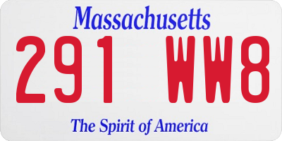 MA license plate 291WW8