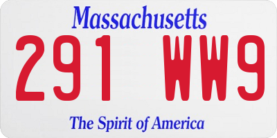 MA license plate 291WW9