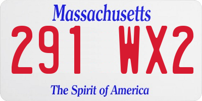 MA license plate 291WX2