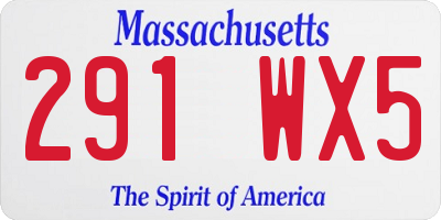 MA license plate 291WX5