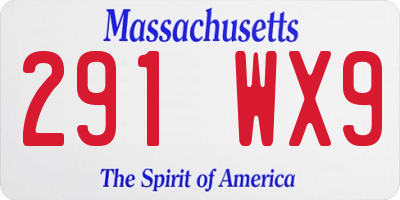 MA license plate 291WX9