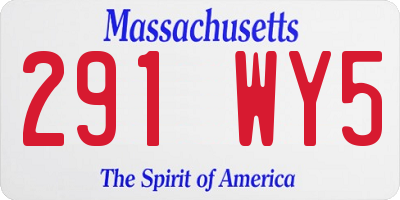 MA license plate 291WY5