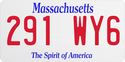 MA license plate 291WY6