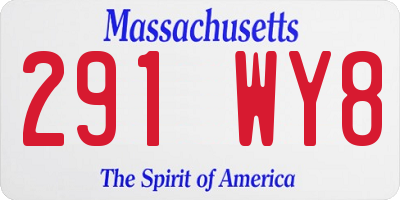 MA license plate 291WY8