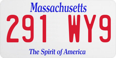 MA license plate 291WY9