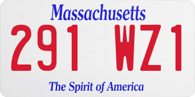 MA license plate 291WZ1