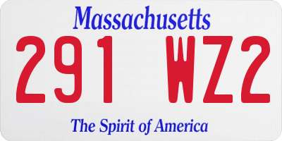 MA license plate 291WZ2