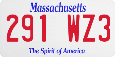 MA license plate 291WZ3