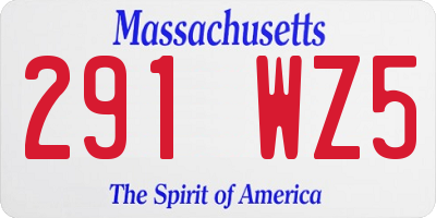 MA license plate 291WZ5