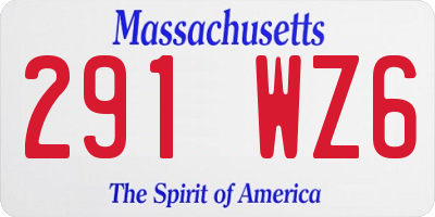 MA license plate 291WZ6