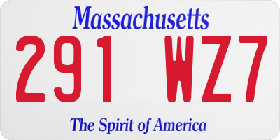 MA license plate 291WZ7