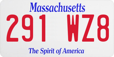 MA license plate 291WZ8