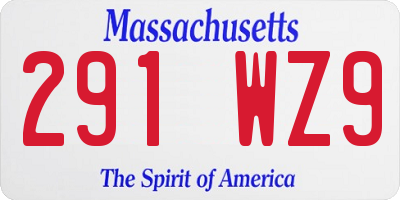 MA license plate 291WZ9
