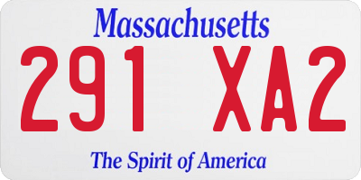 MA license plate 291XA2