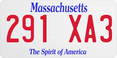 MA license plate 291XA3