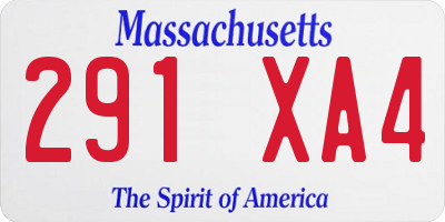 MA license plate 291XA4