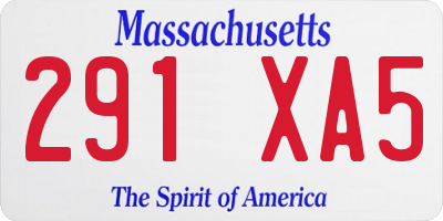 MA license plate 291XA5