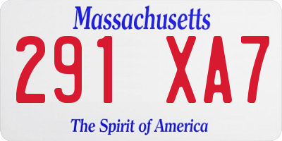 MA license plate 291XA7