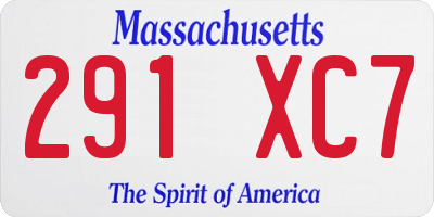 MA license plate 291XC7