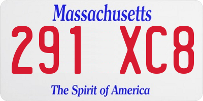 MA license plate 291XC8