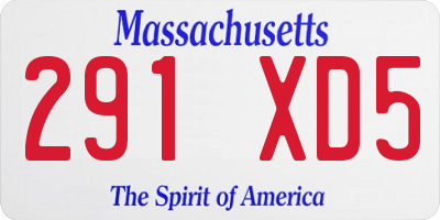 MA license plate 291XD5