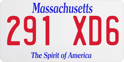 MA license plate 291XD6