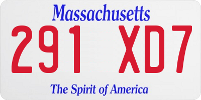 MA license plate 291XD7