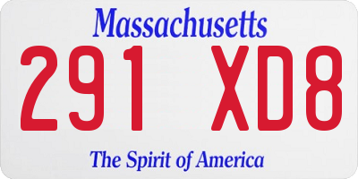 MA license plate 291XD8